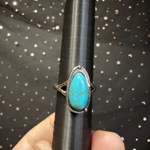Turquoise Color Oval Statement Ring Size 6.75